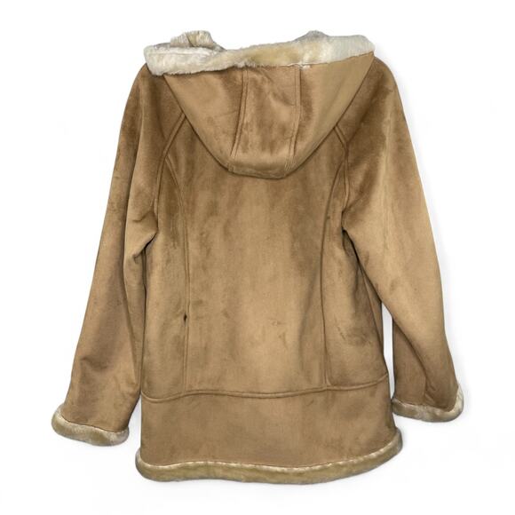 Mackintosh Faux Suede Shearling Hooded Jacket Size M Y2K Cozy Western Cabincore - Picture 6 of 11